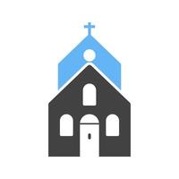 Church Building I Glyph Blue and Black Icon vector