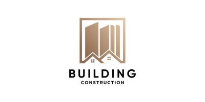 diseño de logotipo de construcción de edificios con concepto creativo vector