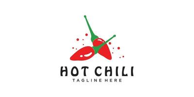 Spicy chili logo icon vector red pepper logo template Premium Vector