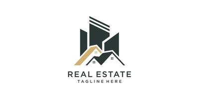 Real estate logo design with creative concept Premium Vector