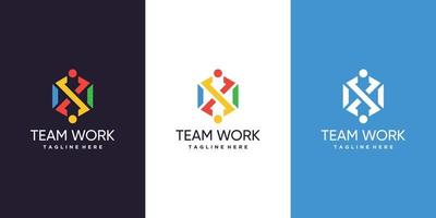 Team work logo design with modern style Premium Vector