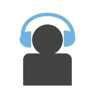 Listening to Music Glyph Blue and Black Icon vector