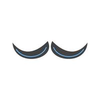 bigote glifo icono azul y negro vector