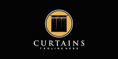 Curtain fabric logo design template inspiration simple and unique Premium Vector