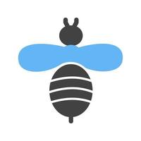 Honey Bee Glyph Blue and Black Icon vector