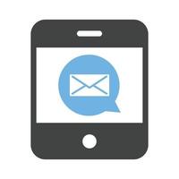 Text Message I Glyph Blue and Black Icon vector