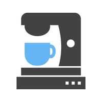 máquina de café ii glifo icono azul y negro vector