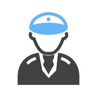 Pilot Glyph Blue and Black Icon vector