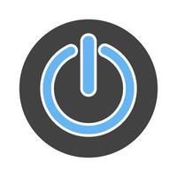 botón de encendido glifo icono azul y negro vector