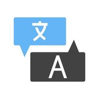 Translate Glyph Blue and Black Icon vector