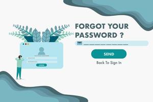 forgot password concept. forgot social media account password. man who forgot his account password. Vector illustration in flat design for web page, landing, web banner