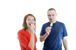 Eating popsicle sticks photo