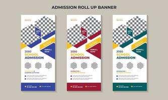 Kids education admission and back to school admission roll up banner design template. vector