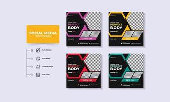 Shape your perfect body square banner or social media post design template. vector