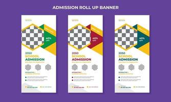 School education admission roll up banner design or rack card design template with nice background.