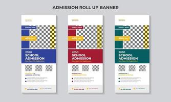 Kids education admission and school admission roll up banner design or rack card design template.