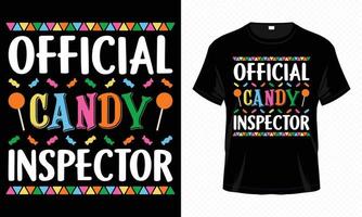 inspector oficial de dulces - plantilla de vector de diseño de camiseta de halloween feliz. diseño divertido de camisetas para el día de halloween.