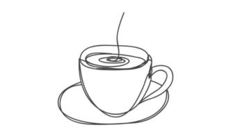 taza de café, estilo de dibujo lineal, diseño vectorial vector