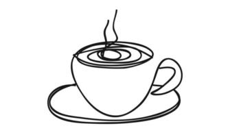 taza de café, estilo de dibujo lineal, diseño vectorial vector