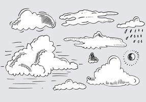 colección meteorológica dibujada a mano. ilustración vectorial de estilo plano sobre fondo gris. vector