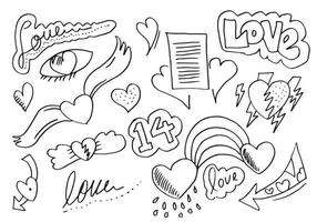 Set of love. Hand drawing. Doodle style. for your design. vector