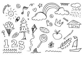 Hand drawn set doodle elements for concept design isolated on white background. vector illustration.