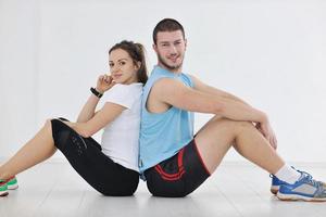 happy young couple fitness workout and fun photo