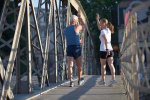 couple congratulate and happy to finish photo