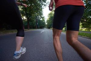 couple jogging outside photo