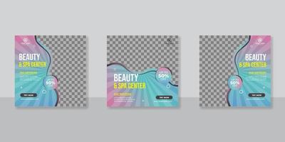 diseño de publicación de redes sociales de salón de spa de belleza vector