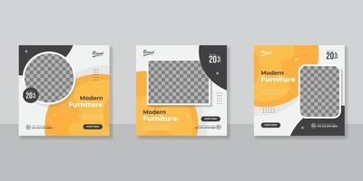 diseño de plantillas de publicaciones de redes sociales de muebles modernos vector