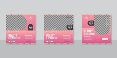 diseño de publicación de redes sociales de salón de spa de belleza vector