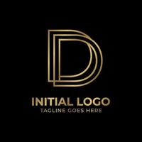 letter D or DD elegant golden outline vector logo design element