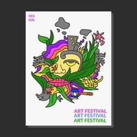 Elemento de diseño de ilustración de vector de ciudad congestionada de fondo de festival de arte de doodle abstracto