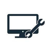 Monitor, LCD, LED Wrench Icon Design Template Elements vector