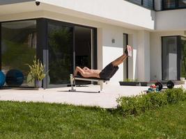 man doing morning exercises photo