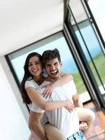 relaxed young couple at home photo