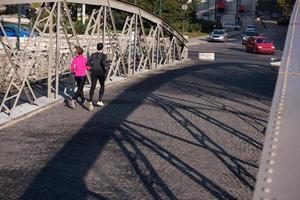 young  couple jogging photo