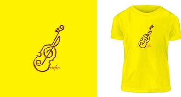 yellow t-shirt design concept, Violin vector