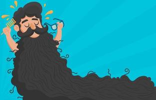 Man Combing His Hair and Beard to Celebrate Movember Movement vector