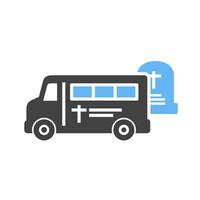 Van Leaving Graveyard Glyph Blue and Black Icon vector