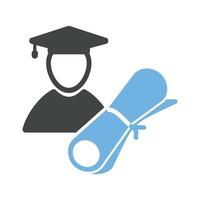 icono azul y negro de glifo graduado masculino vector