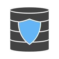 Secured Backup Glyph Blue and Black Icon vector