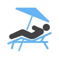 Resting on Beach Glyph Blue and Black Icon vector