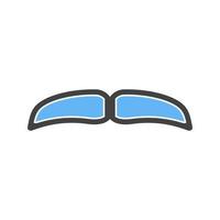 Moustache II Glyph Blue and Black Icon vector