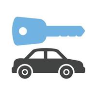 Car and Key Glyph Blue and Black Icon vector