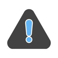 Warning Sign Glyph Blue and Black Icon vector