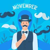 Movember Awareness Month With Moustache Man Concept vector