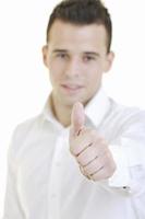 Man giving thumbs up photo