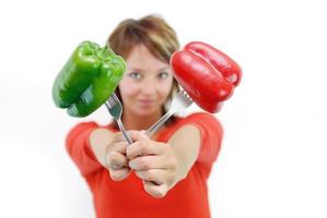 pretty girl with pepper isolated photo